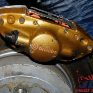 JDM SUBARU IMPREZA WRX STI V7 OEM 5-LUG BREMBO FRONT+REAR BRAKE KIT SET #2 5